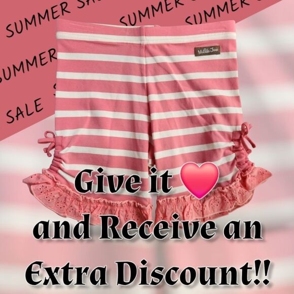 Matilda Jane Girls Bonnie Striped Ruffle-Trimmed Stretch Shorts Size 10 W/Bows - Picture 8 of 8